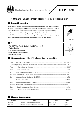 HFP7N80 Datasheet PDF Shantou Huashan Electronic Devices