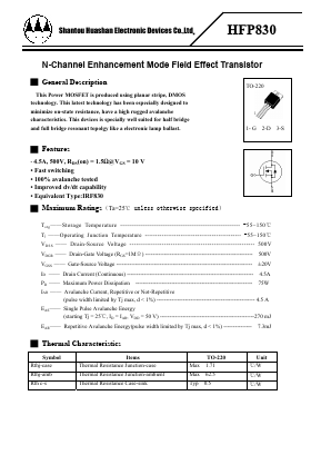 HFP830 Datasheet PDF Shantou Huashan Electronic Devices