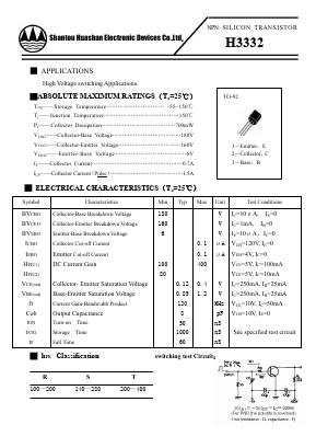 H3332 Datasheet PDF Shantou Huashan Electronic Devices