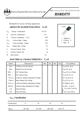 HSBD375 Datasheet PDF Shantou Huashan Electronic Devices