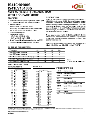 IS41C16100S Datasheet PDF Integrated Circuit Solution Inc