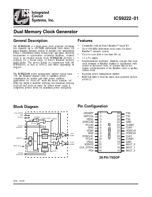 ICS9222-01 Datasheet PDF Integrated Circuit Systems