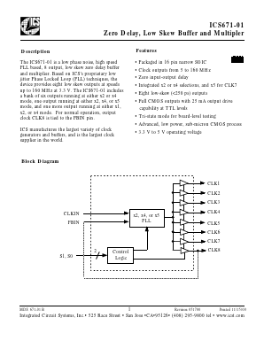 ICS671-01 Datasheet PDF Integrated Circuit Systems