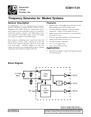 ICS9117-01 Datasheet PDF Integrated Circuit Systems