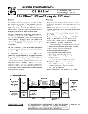 ICS1893 Datasheet PDF Integrated Circuit Systems