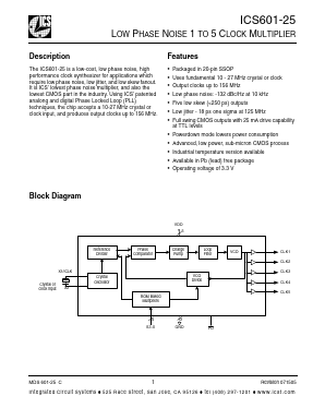 ICS601R-25ILFT Datasheet PDF Integrated Circuit Systems