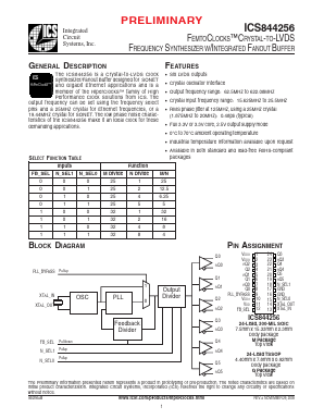 ICS844256 Datasheet PDF Integrated Circuit Systems