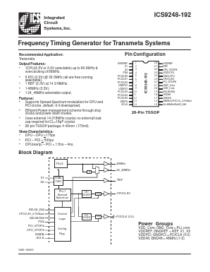 ICS9248-192 Datasheet PDF Integrated Circuit Systems