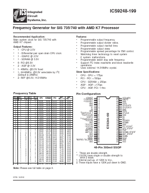 ICS9248-199 Datasheet PDF Integrated Circuit Systems