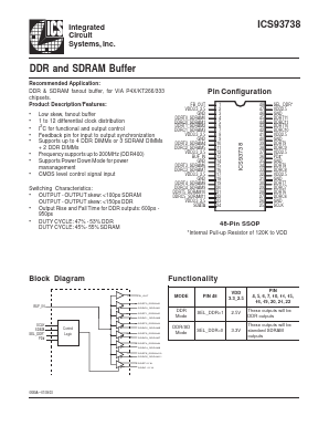 ICS93738 Datasheet PDF Integrated Circuit Systems