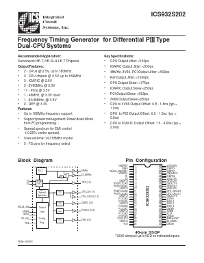 ICS93S202YFT Datasheet PDF Integrated Circuit Systems