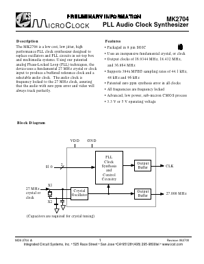 MK2704STR Datasheet PDF Integrated Circuit Systems