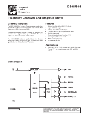 ICS9158-03 Datasheet PDF Integrated Circuit Systems
