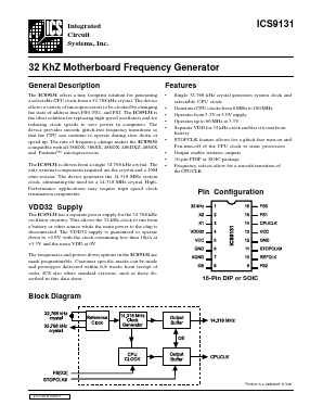 AV9131-01CN16 Datasheet PDF Integrated Circuit Systems