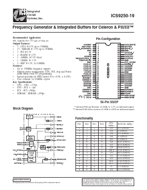ICS9250-19 Datasheet PDF Integrated Circuit Systems