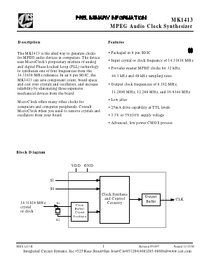 MK1413 Datasheet PDF Integrated Circuit Systems