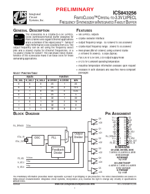 ICS843256AGLF Datasheet PDF Integrated Circuit Systems
