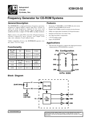 ICS9120M-52 Datasheet PDF Integrated Circuit Systems