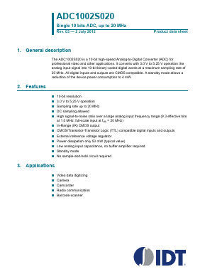 ADC1002S020 Datasheet PDF Integrated Device Technology