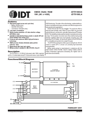 IDT6168LA25P Datasheet PDF Integrated Device Technology