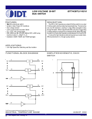 IDT74CBTLV16210 Datasheet PDF Integrated Device Technology