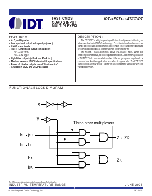 IDT74FCT157CTQG Datasheet PDF Integrated Device Technology