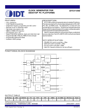 IDTCV109EPV Datasheet PDF Integrated Device Technology