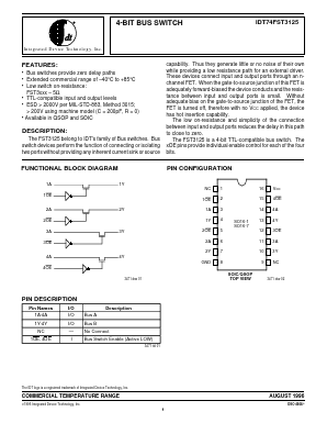 IDT74FST3125Q Datasheet PDF Integrated Device Technology