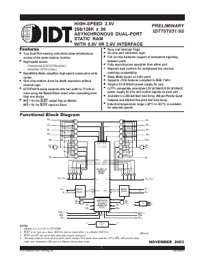 IDT70T651S015DRI Datasheet PDF Integrated Device Technology