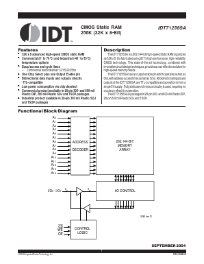 IDT71256SA20PG Datasheet PDF Integrated Device Technology