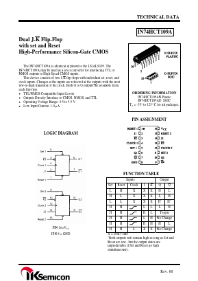 IN74HCT109AD Datasheet PDF IK Semicon Co., Ltd