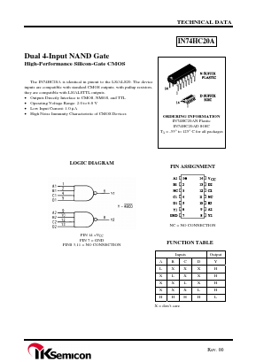 IN74HC20A Datasheet PDF IK Semicon Co., Ltd