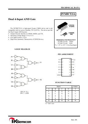 IN74HCT21A Datasheet PDF IK Semicon Co., Ltd