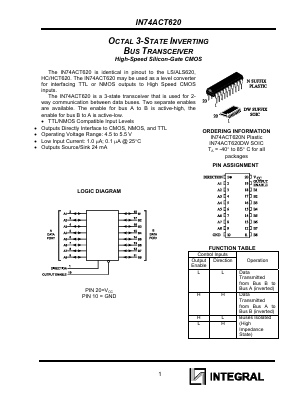 IN74ACT620 Datasheet PDF Integral Corp.