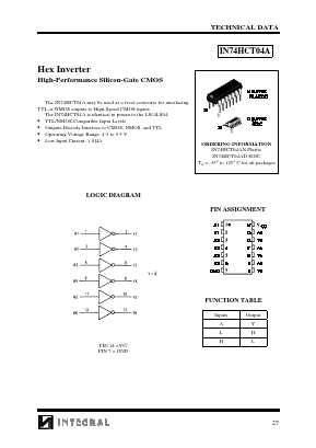 IN74HCT04A Datasheet PDF Integral Corp.