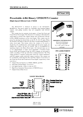 IN74AC193D Datasheet PDF Integral Corp.