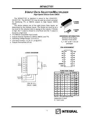 IN74ACT151 Datasheet PDF Integral Corp.