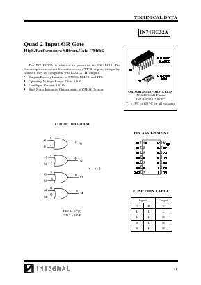 IN74HC32A Datasheet PDF Integral Corp.