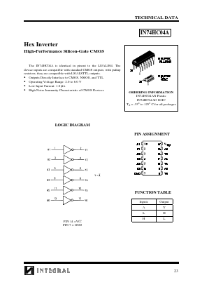 IN74HC04A Datasheet PDF Integral Corp.