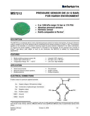 MS7212-A Datasheet PDF Intersema Sensoric SA