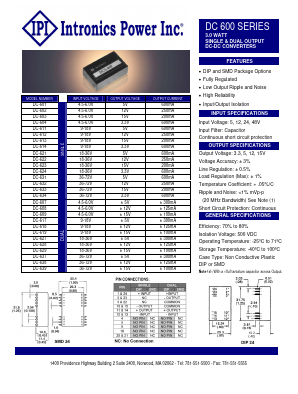 DC-607 Datasheet PDF Intronics Power, Inc.
