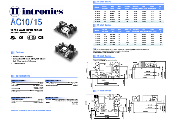 AC15 Datasheet PDF Intronics Power, Inc.