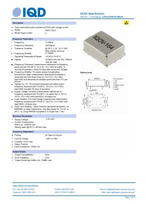 LFOCXO063815 Datasheet PDF IQD Frequency Products Ltd