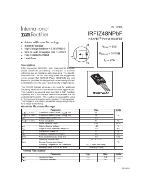 IRFIZ48NPBF Datasheet PDF International Rectifier