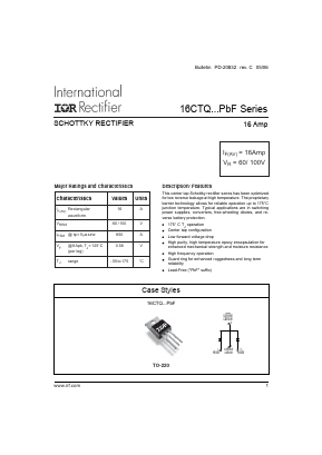 16CTQ080PBF Datasheet PDF International Rectifier