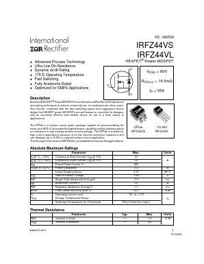 IRFZ44VL Datasheet PDF International Rectifier