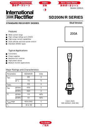 SD200R16MSV Datasheet PDF International Rectifier