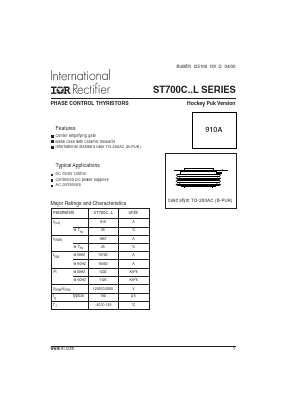 ST700C18L2 Datasheet PDF International Rectifier