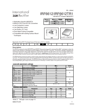 IRF6612 Datasheet PDF International Rectifier