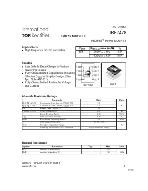 IRF7478 Datasheet PDF International Rectifier